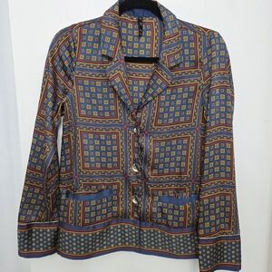 Zara Blue and Yellow Patterned Blazer